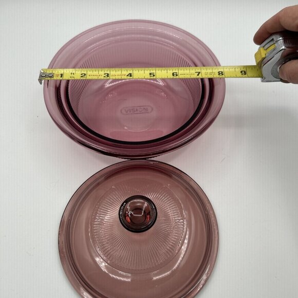 Corning Visionware CRANBERRY Ribbed 750mL Baking Lidded Casserole Cookware 90s - Picture 5 of 9